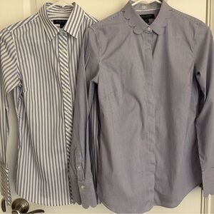2 Banana Republic Riley Button-down Long Sleeve Shirts Purple Stripes Sz 2